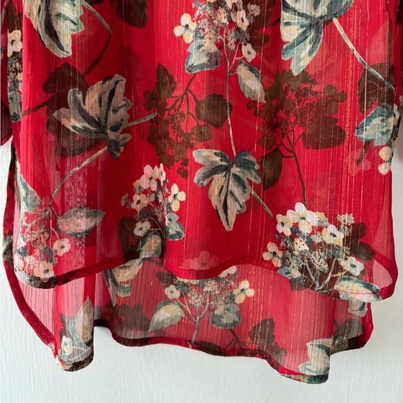 LC Lauren Conrad Red Floral Blouse - Picture 7 of 11